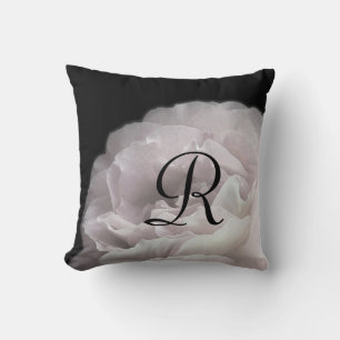 Blek Rosa ros Petals Monogram Blommigt Square Kudde