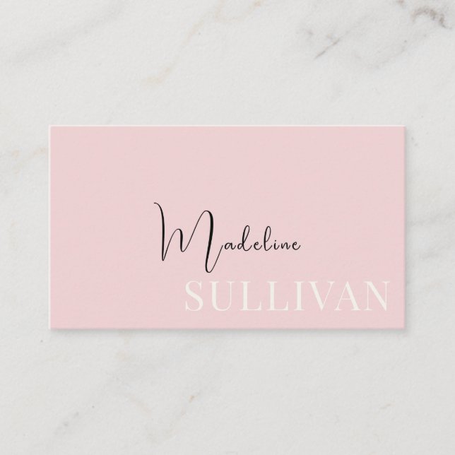 Blek Rosa Script Visitkort (Framsida)