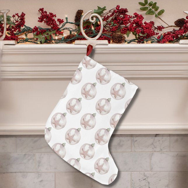 Blek Rosa Sea Star Ornament Mönster Stor Julstrumpa (Pale Pink Sea Star Ornament Pattern Large Christmas Stocking)