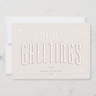 Blek Rosa Season Greetings Retro Stars Flat Julkort