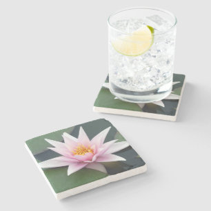 Blek Rosa Single Waterlily Underlägg Sten