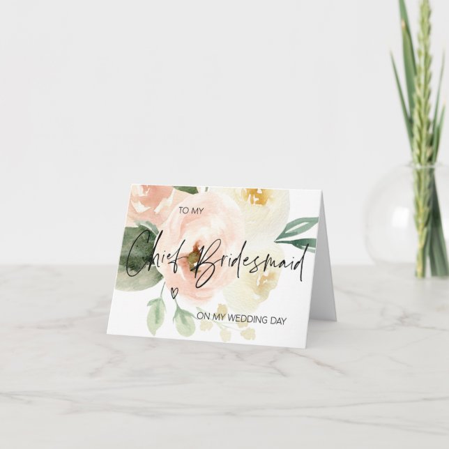 Blek Rosa till min chef Bridesmaid på min Bröllops Kort (Framsida)