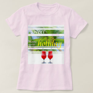 Blek Rosa Trendig Helgdag Handflatan Himlar Modern T Shirt