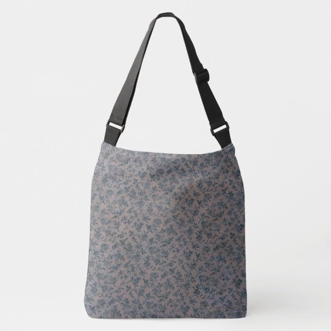 Blek Rosa Vacker Blue Blommönster Tote Bag Axelväska (Framsida)