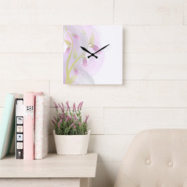 Blek Rosa Vattenfärg Tvättar Fyrkantig Klocka