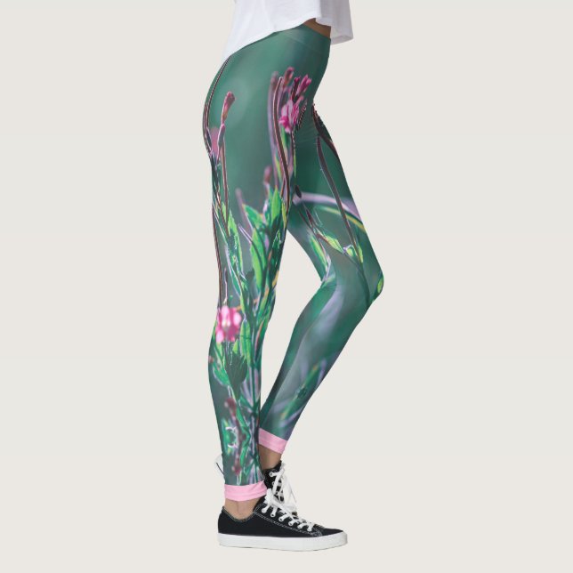 Blek Rosa Vild Meadow Flowers Stylized Leggings (Höger)