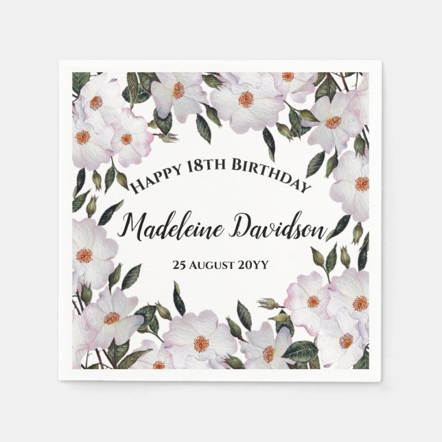 Blek Rosa Vit ros Utandningsdesign för  Pappersservett (Framsidan)