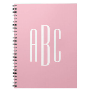 Blek Rosa White Classic Stil 3 Brev Monogram Anteckningsbok