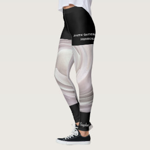 Blek - rosaabstrakt virvlar runt med fejkar svart leggings