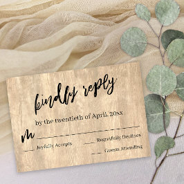 Blek Rustic Wood Avslappnad Handwrite Bröllop OSA Kort
