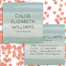 Blek Sage Abstrakt Vattenfärg Texturerat Rand Fyrkantigt Visitkort