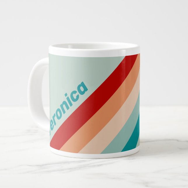 Blek Sjöglas Randig med Namn Jumbo Mugg (Framsida vänster)
