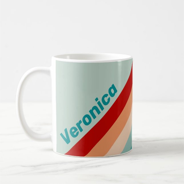 Blek Sjöglas Randig med Namn Kaffemugg (Vänster)