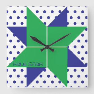 Blek Star - Grönt och blå Fyrkantig Klocka