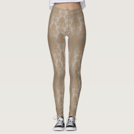 Blek Taupe Damask Filigree Rulla "Burnout look" Leggings