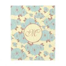 Blek Teal Blommigt på pastellgult