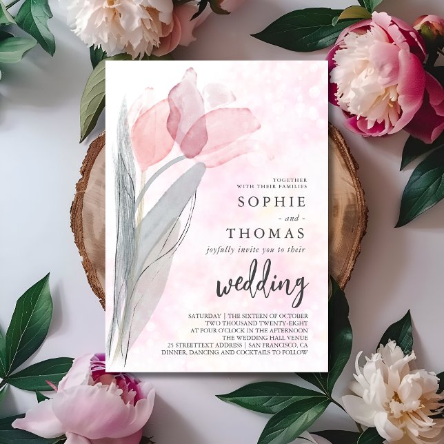 Blek tulp elegant bröllop inbjudningar (Skapare uppladdad)