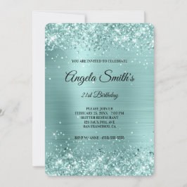 Blek Turcos Glitter Foil Finare Monogram Inbjudningar