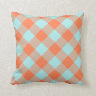 Blek Turcouise Coral Gingham Kudde