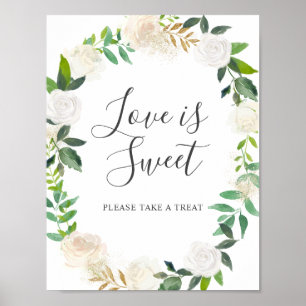 Blek Vattenfärgen Blommigten Bröllop Kärlek är söt Poster