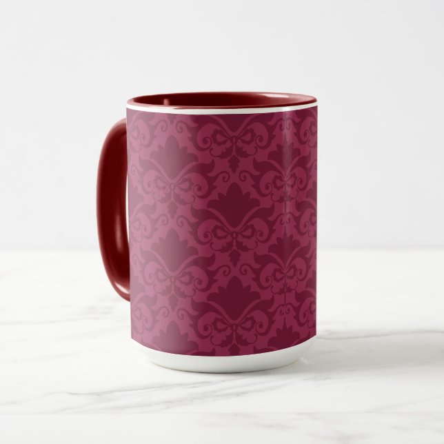 Blek Vin Damask Bows Mugg (Framsida vänster)