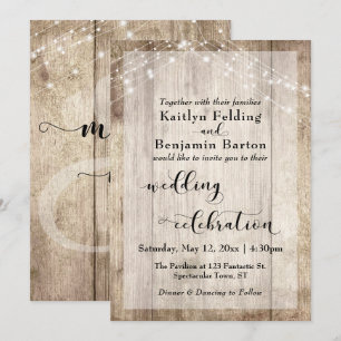 Blek Wood Ljus Bröllop Firande Calligraphy Inbjudningar