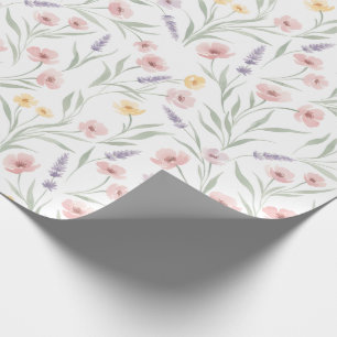 Bleka blommor i akvarellstil rosa lila gul presentpapper
