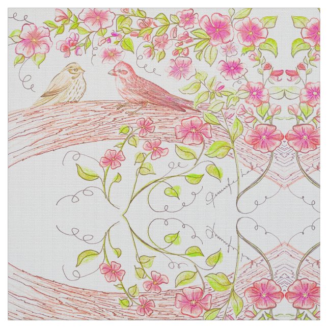 Bleka Rosa Finkar Tyg (Provkarta)