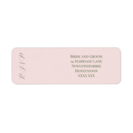 Bleka rosa och mörkgröna adressetiketter  returadress etikett