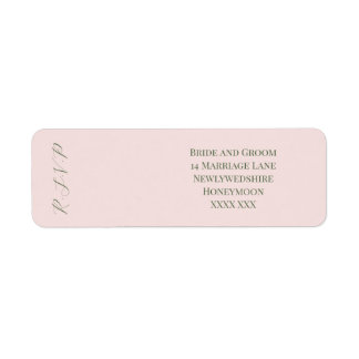 Bleka rosa och mörkgröna adressetiketter  returadress etikett