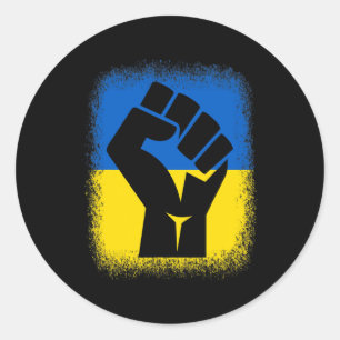 Bleka skjortor knytnäve flagga jag står med Ukrain Runt Klistermärke