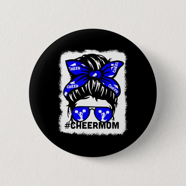 Blekad Cheer Mor Mama Förälder Cheerleading Mamma Knapp (Framsida)