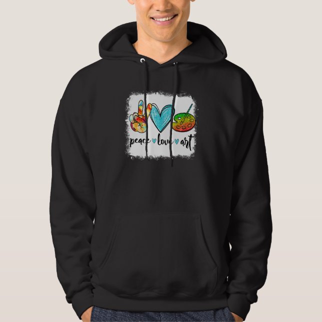Blekad Fred Kärlek Målarpalett Lärare Hoodie (Framsida)
