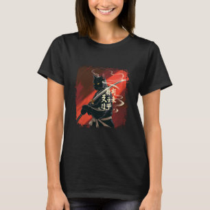 Blekad Japansk Konst Samuraj Katt Retro Vibe T Shirt