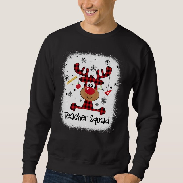 Blekad Lärartrupp Ren Lärar Jul  Lång Ärmad Tröja (Framsida)