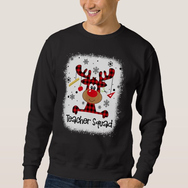 Blekad Lärartrupp Ren Lärar Jul  Lång Ärmad Tröja (Framsida)