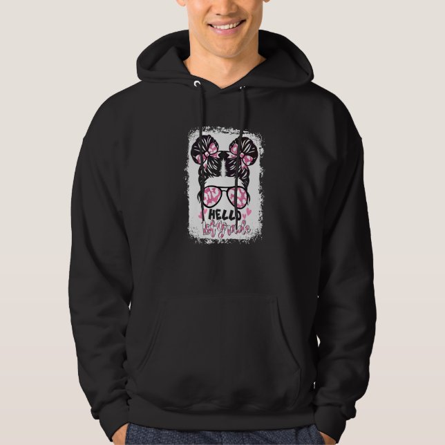 Blekad Leopard Hej 1:a Första Klass Röttorrig Fris Hoodie (Framsida)
