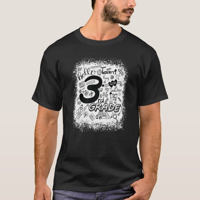 Blekad typografi 3:e klass elev lärare bak t shirt (Framsida)
