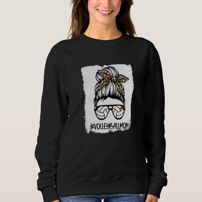 Blekad Volleybollmamma Liv Leopard Röttorvig Mamma T Shirt (Framsida)
