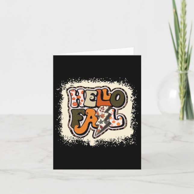Blekade Hello Höst Autumn Vibes Retro Groovy  Kort (Framsida)