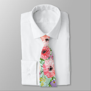 Blekande blommigt-bouquet vattenfärgsfärg handfärg slips
