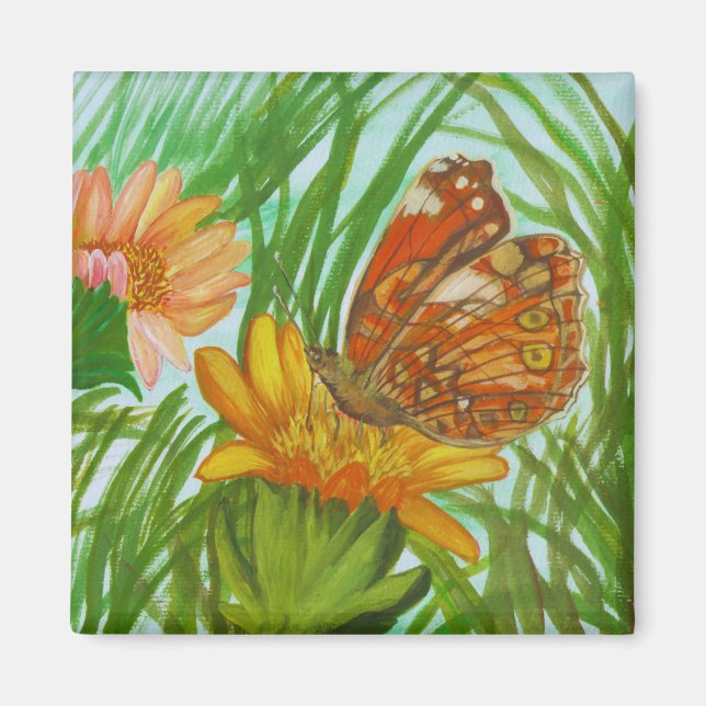 Blekande blomsterträdgård magnet (Framsidan)