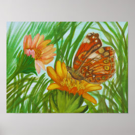 Blekande blomsterträdgård poster