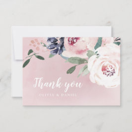 Blekande botanisk vattenfärgsblommigt tack kort