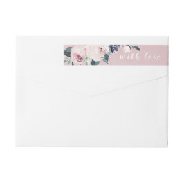 Blekande botanisk vattenfärgsfärg blommigt Bröllo Etikettband