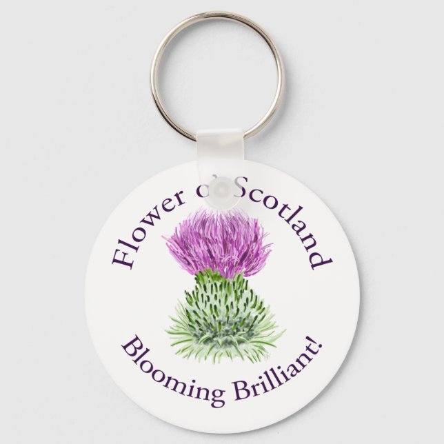 Blekande briljant Scottish Thistle Nyckelring (Framsida)