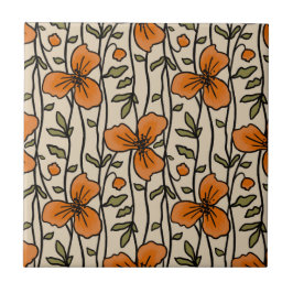 Blekande Lodrät Garden Delight Orange Flowers Kakelplatta