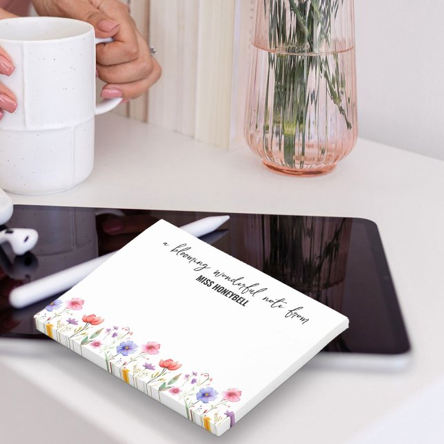 Blekande underbara Personligen Söt Wildblomma Post-it Block (Blooming Wonderful wildflower post-it notes from my Teacher Gifts Collection)