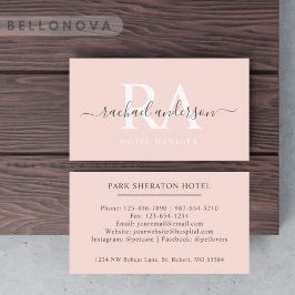 Bleken Anpassat namn Peach Rosa White Black Monogr Visitkort