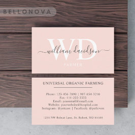 Bleken Anpassat namn Peach Rosa White Black Monogr Visitkort
